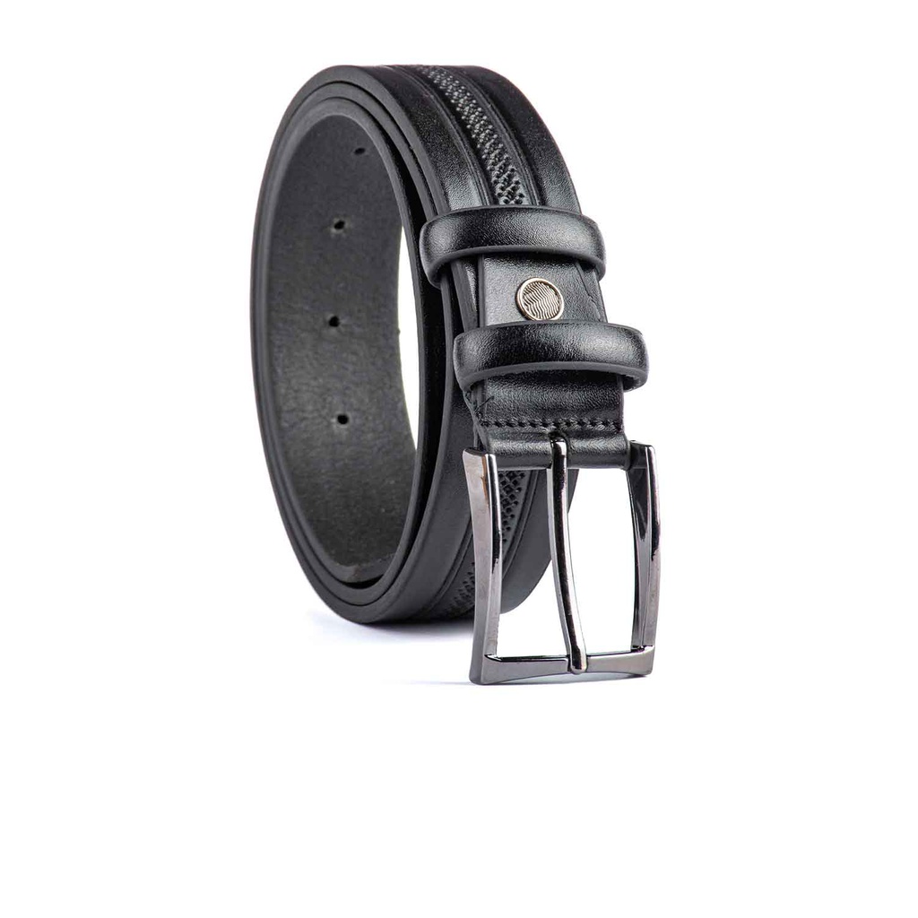 [155] Leather Belt Model 155(1CL32-35) (42(105cm), Black)