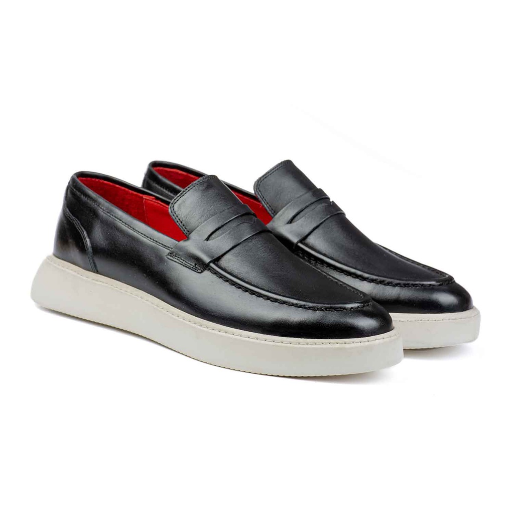 [473] Davinchi Loafer Shoes(Nappa) (Black - White, 40)