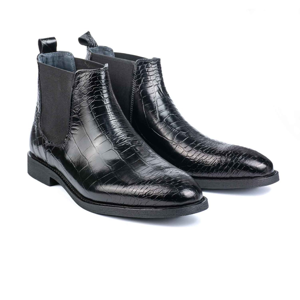 [517] Chelsea Leather Boots (Croco) (Black, 40)