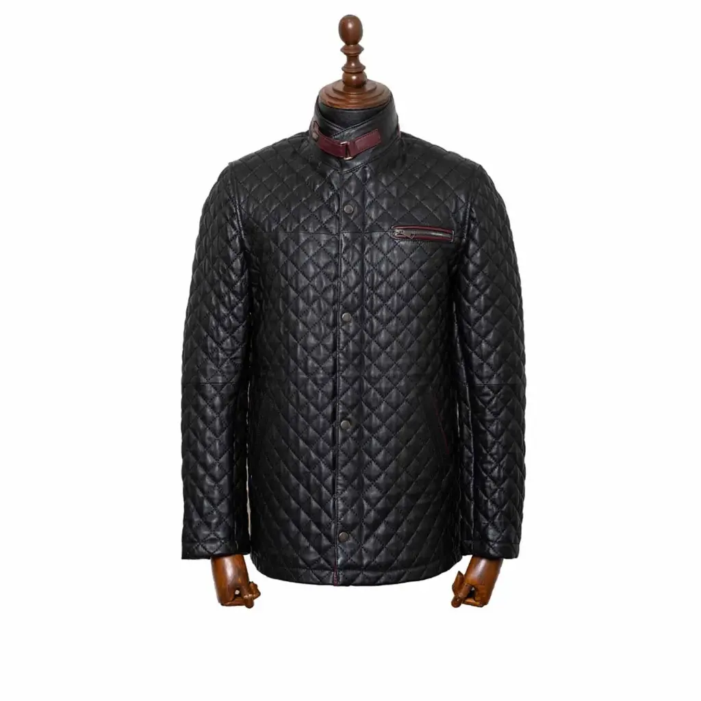 [186] Men’s Alexander Leather Jacket  (Black, L)