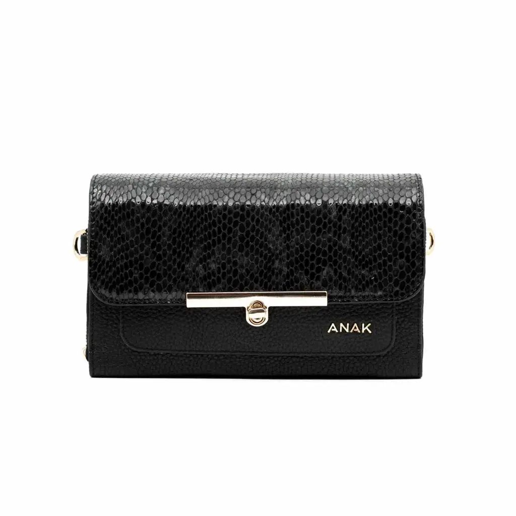 [870] Ronet crossbody Bag (Scaly-Floater) (Black)