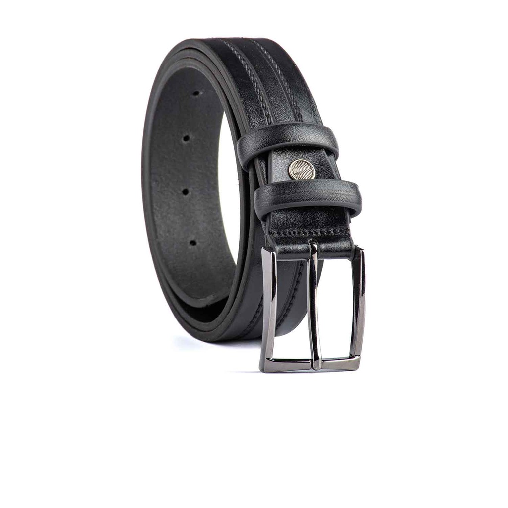 [145] Leather Belt Model 145(1CL43-35) (42(105cm), Black)
